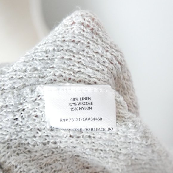 Eileen Fisher Grey Short Sleeve Lightweight LinenOpen Cardigan Sweater Small - Picture 5 of 12